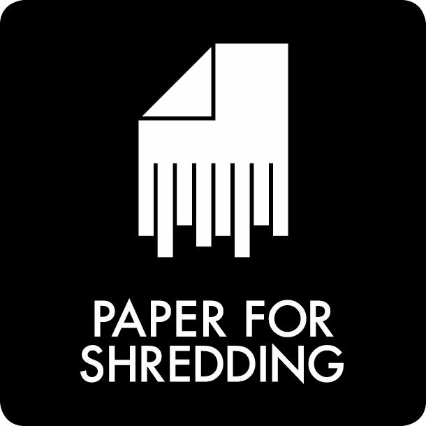 Piktogram Paper for shredding 12x12 cm Självhäftande Svart