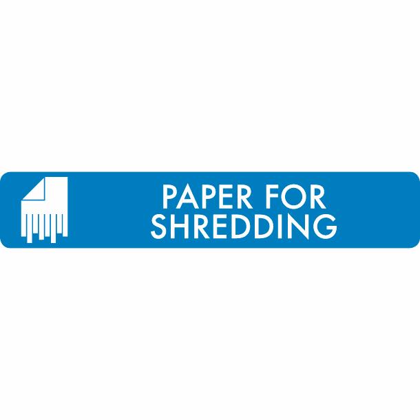 Piktogram Paper for shredding 16x3 cm Självhäftande Blå